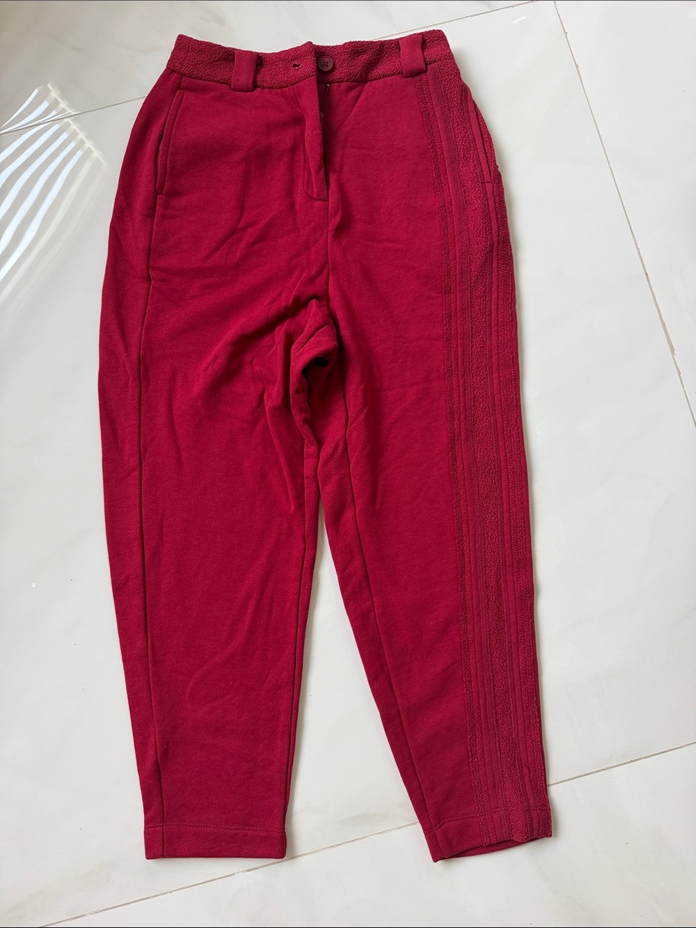 Girls' Red Knit Jogger Pants - Comfortable Everyday Bottoms